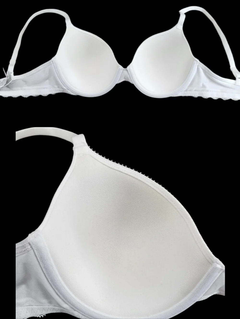 Calvin Klein White Lace Trim Contour Underwire T-Shirt Bra Gold Logo Size 36C